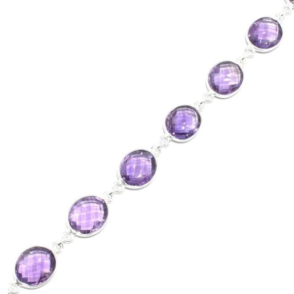 Sterling Silver Amethyst Hand Made Bracelet - Picture 2 of 3